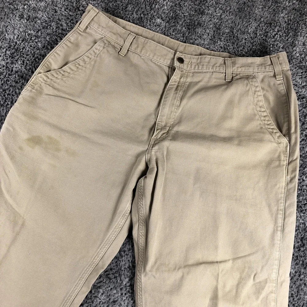 Carhartt Pants Mens 40x34‎ Beige Canvas Relaxed Fit Carpenter Workwear B299 GKH